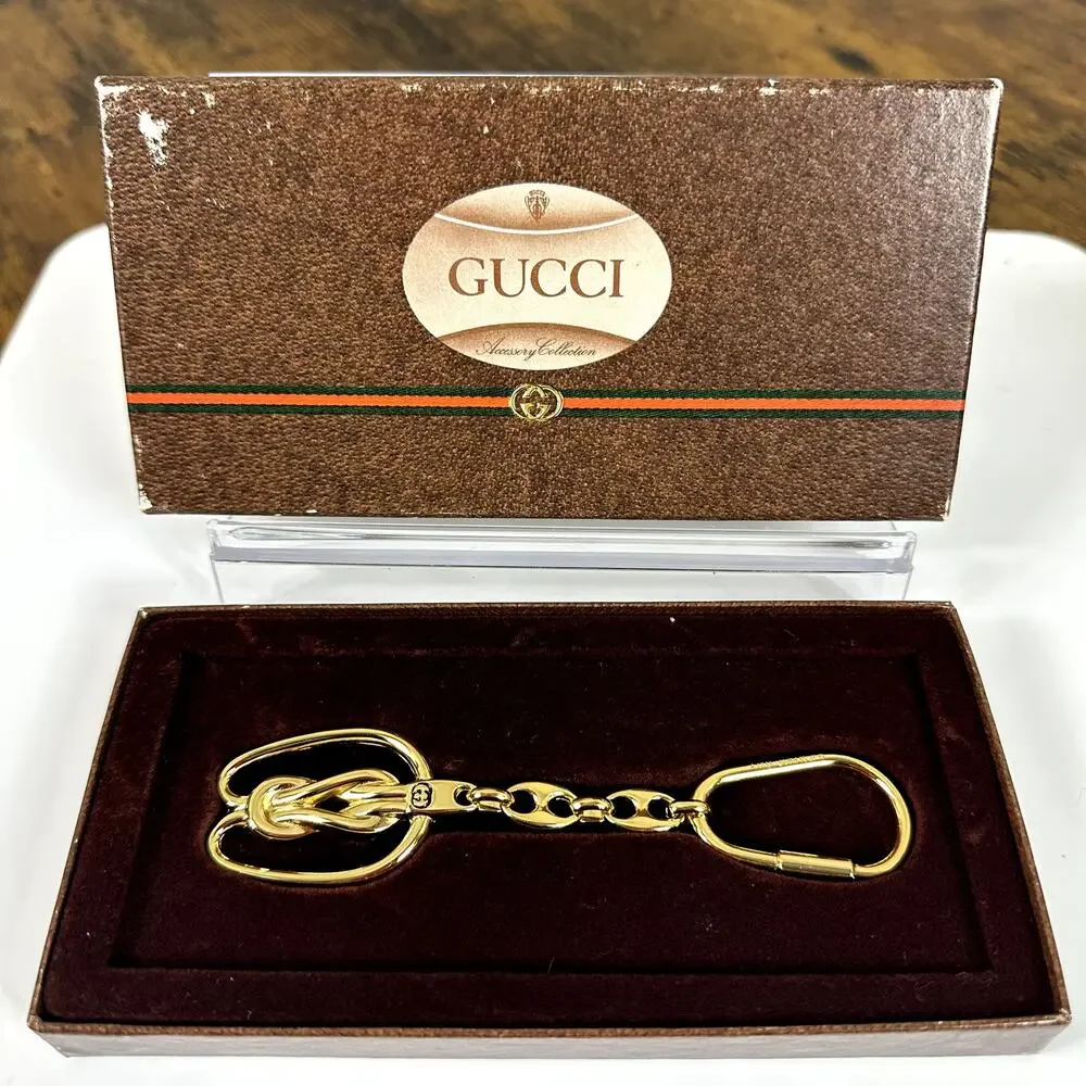 Gucci Vintage Interlocking G Key Ring w/ Box Authentic
